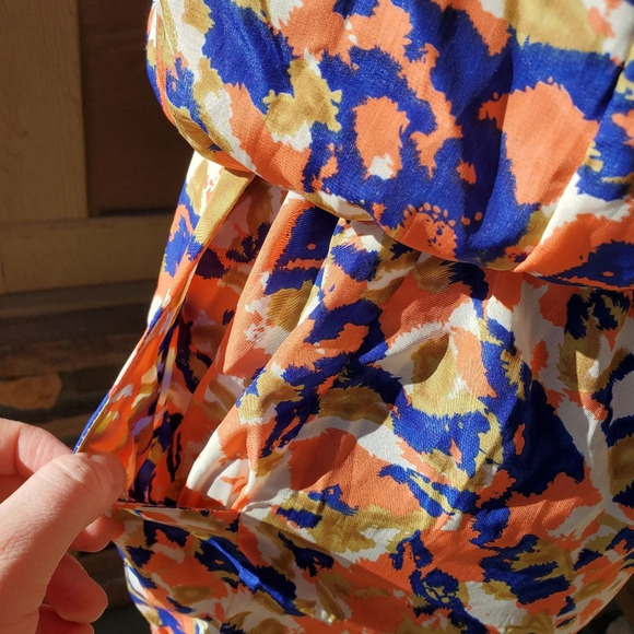 Papaya Women's Graphic Print Coral Blue Cream Strapless Romper Size Small - Picture 3 of 16